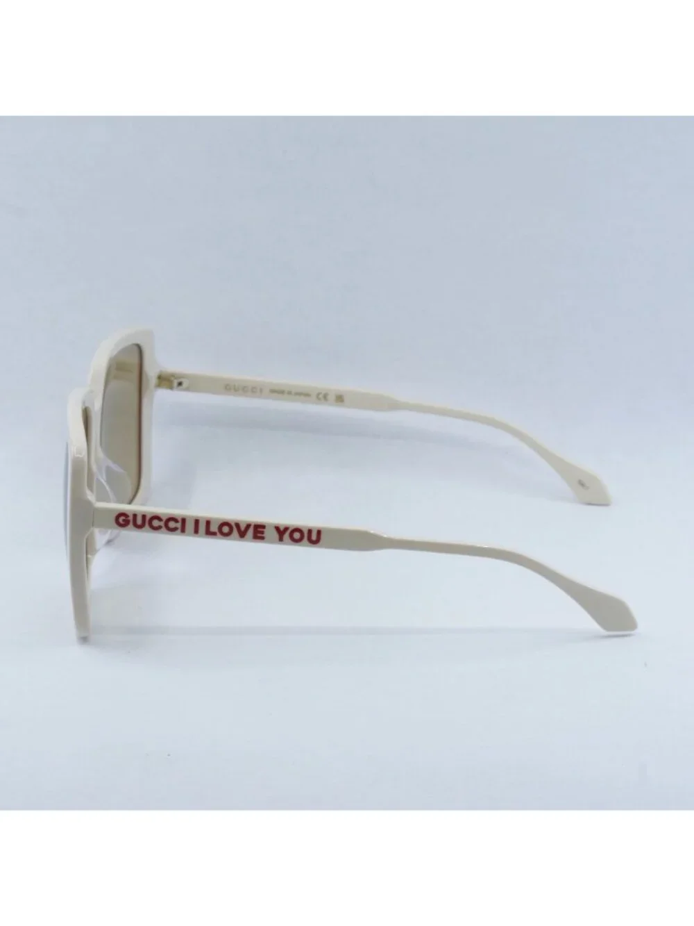 Gucci GG0567SAN 006 Women Sunglasses Ivory Square Frame, Brown Lenses